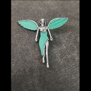 Malachite Angel Brooch